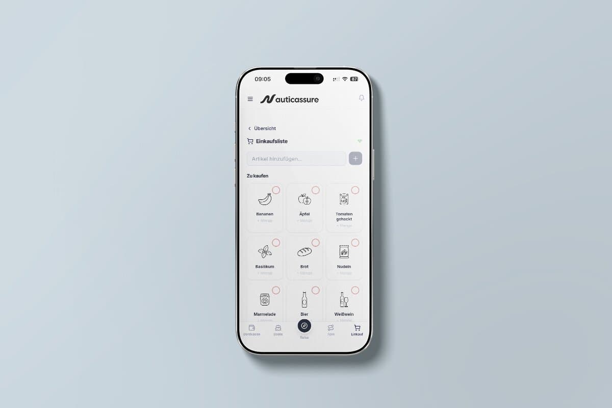 Screenshot: Einkaufsliste in der NauticAssure App