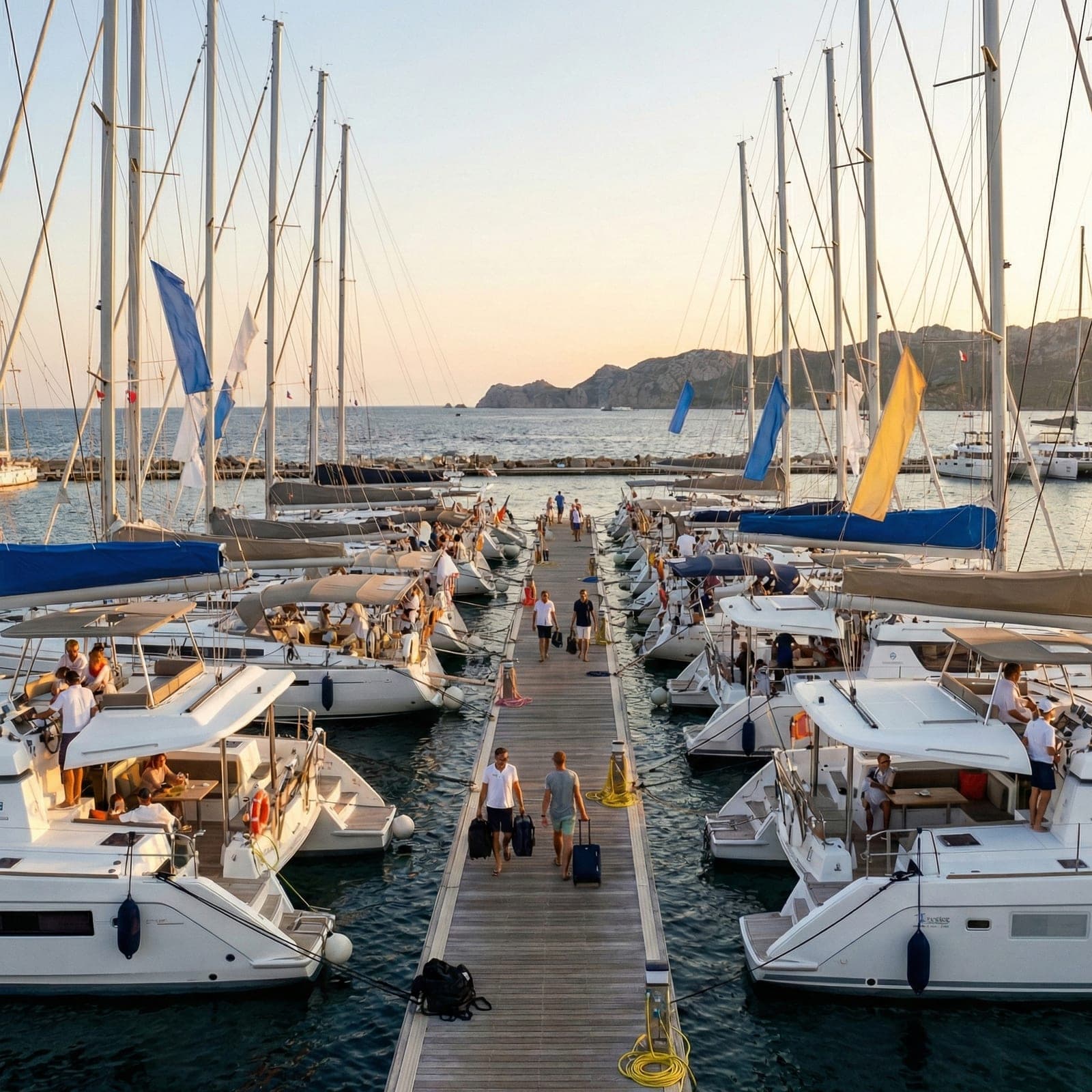 Übergabe der Charteryacht am Steg